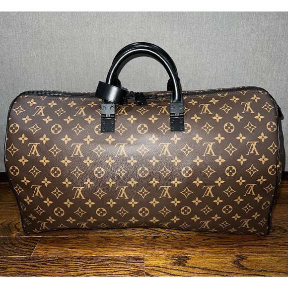 Louis Vuitton Keepall Bandouliere 50 Monogram Brown LV Orange Chain Weekend Bag - Picture 6 of 11